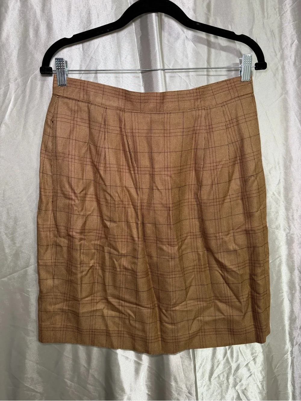 Amanda Smith Skirt Women’s Size 14 Brown Plaid Check Knee Length 90s Preppy